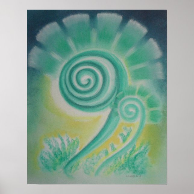 Fiddle Head Fern Energy Standard Pastel Poster (Frente)