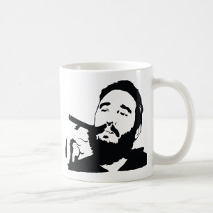 Fidel Castro com a caneca do retrato do charuto