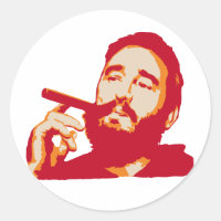 Fidel Castro com adesivo de retrato de charuto
