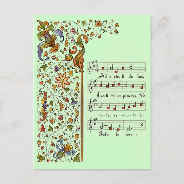 Fideles do adeste do cartão do cumprimento do (Frente)