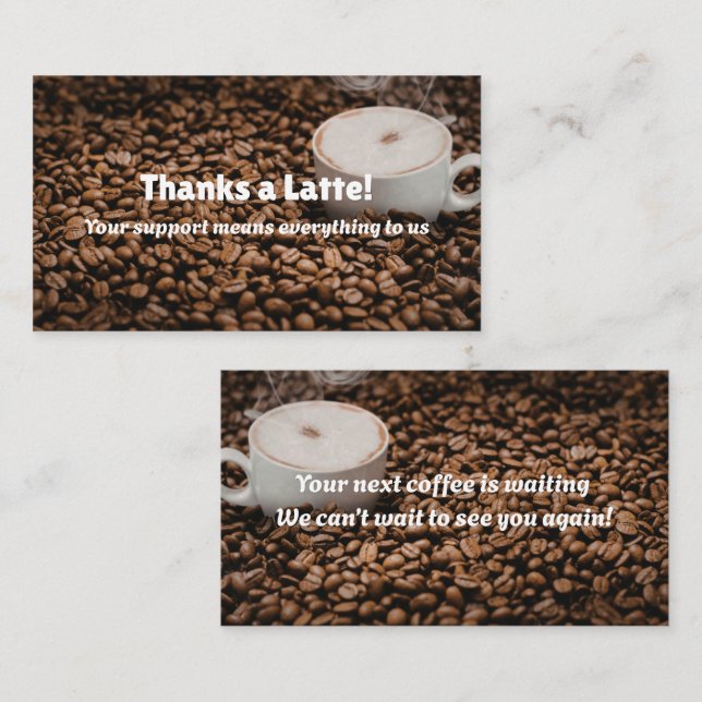Fidelidade Cartão de Agradecimento Café Marrom Estilo Grãos (Frente/Verso)