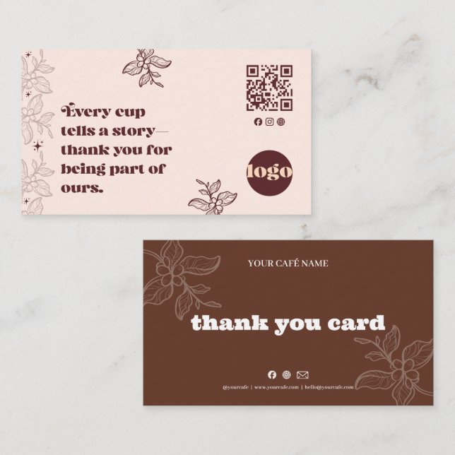 Fidelidade Cartão de Agradecimento da Loja de Café Boho (Frente/Verso)