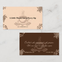 Cartão de Agradecimento de Café Elegante Marrom Cl