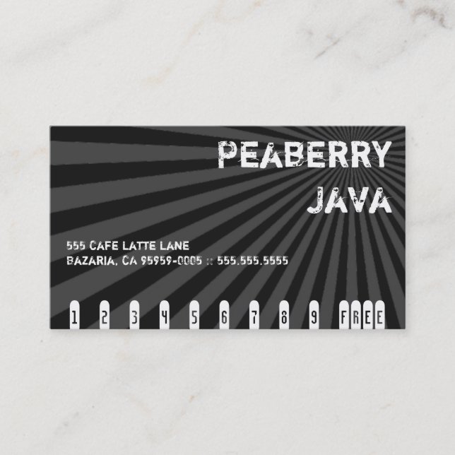 Fidelidade Cartão de Bebida Dark Peaberry Java (Frente)