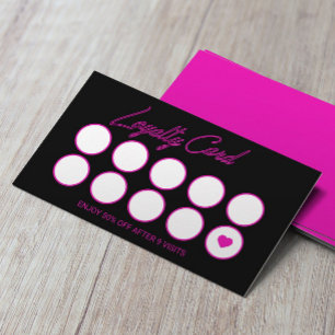 Fidelidade Cartão de Bela Neon Rosa para Lealdade Salon