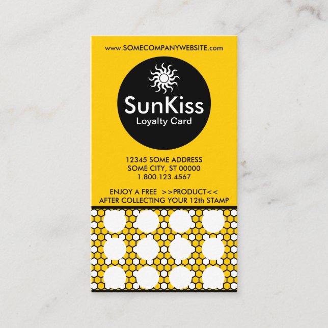Fidelidade cartão de carimbo hexa SUN KISS (Frente)