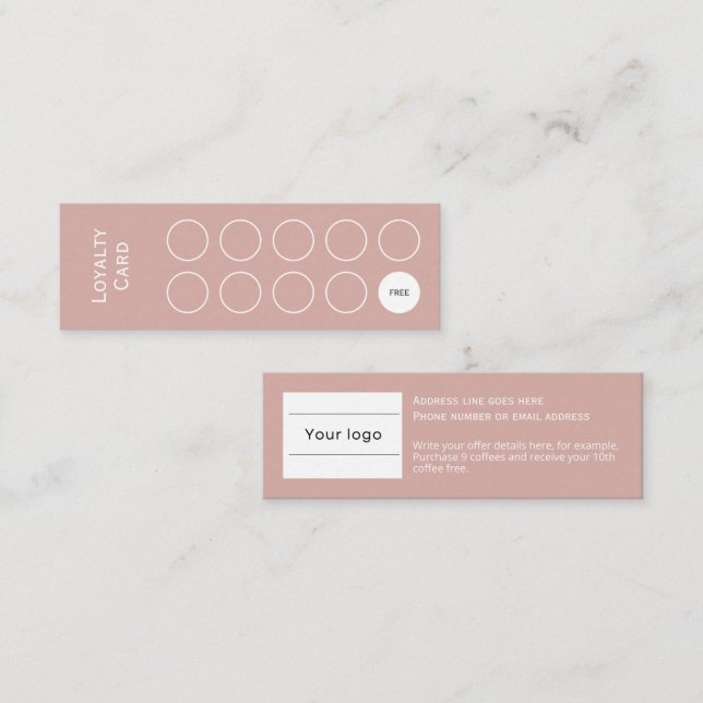 Fidelidade Cartão de fidelidade, limpo e simples, cor-de-rosa (Frente/Verso)