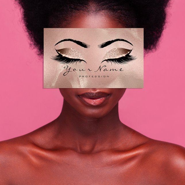 Fidelidade Cartão de Lealdade 10 Lash Rosa Dourado Coroa Dour (Beauty Loyalty Card 10 Lash Rose Gold Gold Crown)