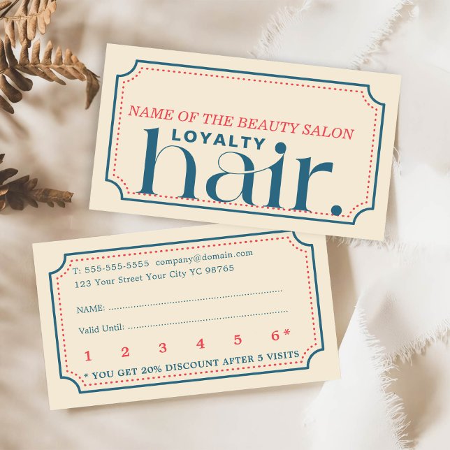 Fidelidade Cartão de lealdade de beleza azul minimalista Boho (Criador carregado)