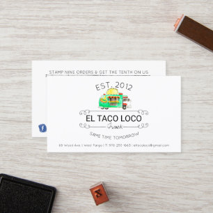 Fidelidade Cartão de Lealdade de Caminhão de Comida Taco