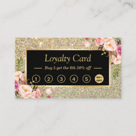 Fidelidade Cartão de Lealdade de Espumante Dourado Floral