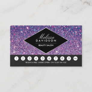 Fidelidade Cartão de Lealdade de Glitter Roxo e Salão de Glam