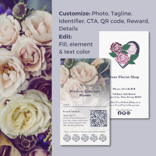 Fidelidade Cartão de Lealdade Florista Personalizável para Re