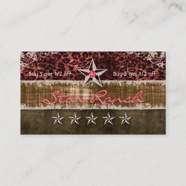 Fidelidade Cartão de Lealdade Star Suede Leopard Brown (Frente)