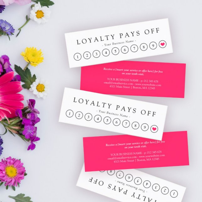 Fidelidade Cartão de Merda de Lealdade branca rosa-preto mini (Criador carregado)