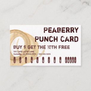 Fidelidade Cartão de perfurador da bebida do café de Peaber