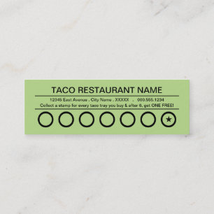 Fidelidade cartão de perfurador dos rapidos do tacos