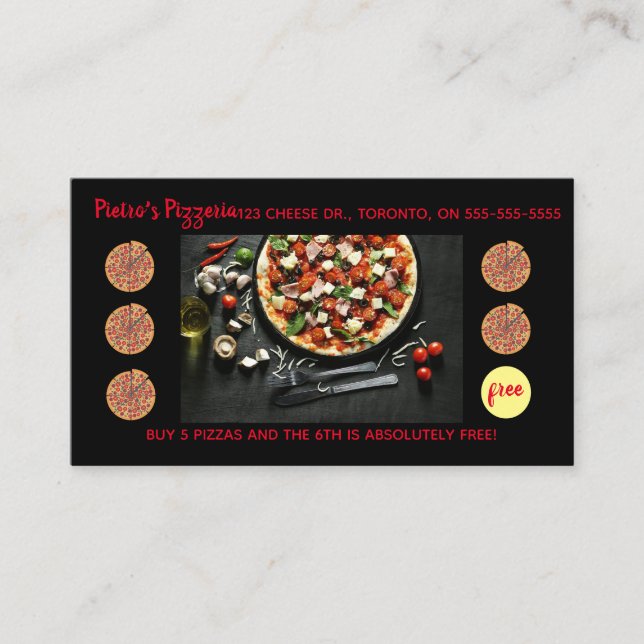 Fidelidade Cartão de Recompensa de Lealdade para Pizza Editáv (Frente)