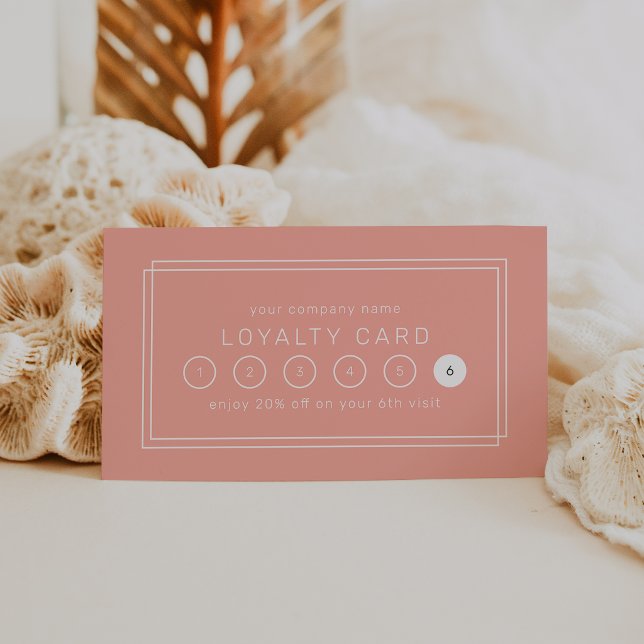 Fidelidade Cartão de Recompensa Empresarial Avery Minimal Blu (AVERY Minimal Blush Peach Business Reward 6 Punch Loyalty Card)