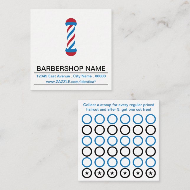 Fidelidade cartão de selo de polo de barbearia (Frente/Verso)