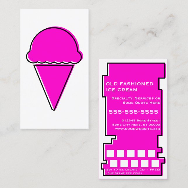 Fidelidade cartão de sorvete oddRex rosa (Frente/Verso)