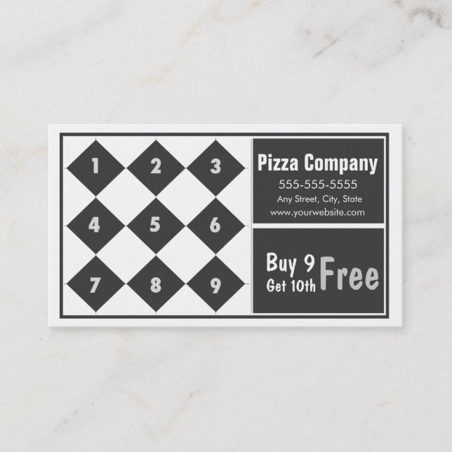 Fidelidade Cartão de visita da lealdade da pizza (Frente)