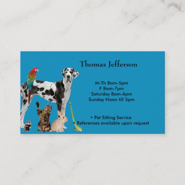 Fidelidade Cartão de visita de Serviço de Pet Sitting (Frente)