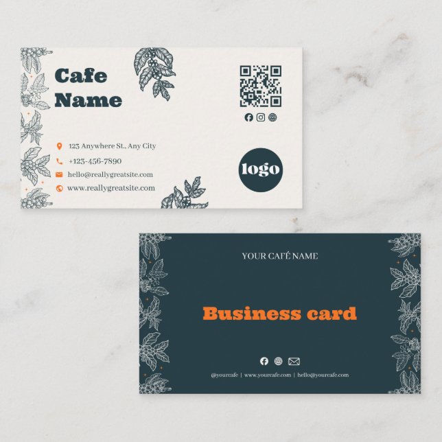 Fidelidade Cartão de Visita QR Code Café Botânico (Frente/Verso)