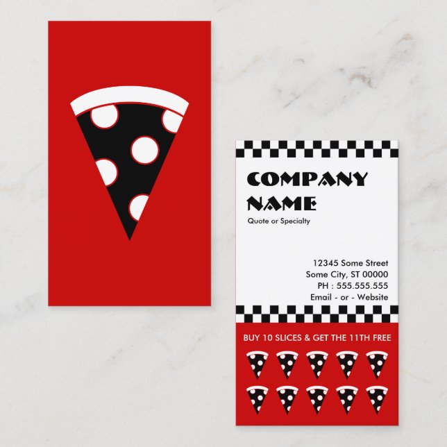 Fidelidade cartão perfurado de pizza (Frente/Verso)