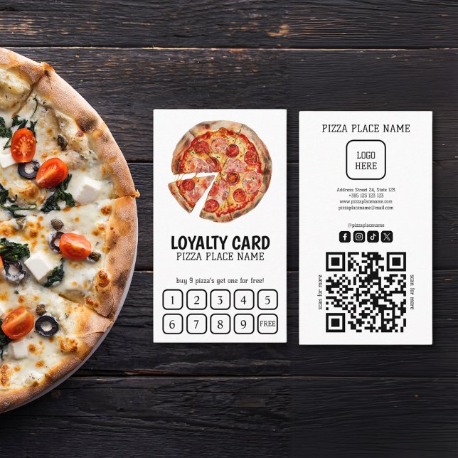 Fidelidade Cartão Simples de Lealdade de Código QR Pizzeria (Criador carregado)