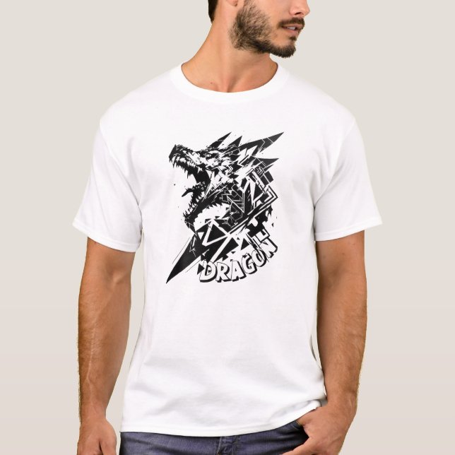 Fierce Geometric Dragon T-Shirt (Frente)