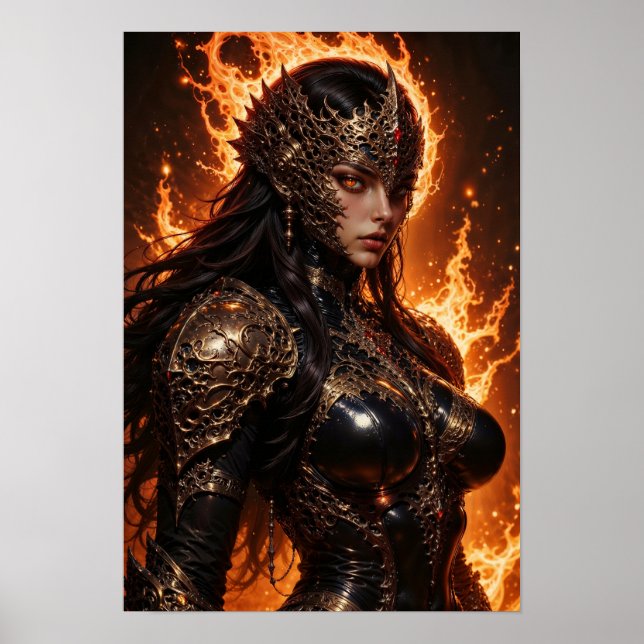 Fiery Amazon Warrior Poster (Frente)
