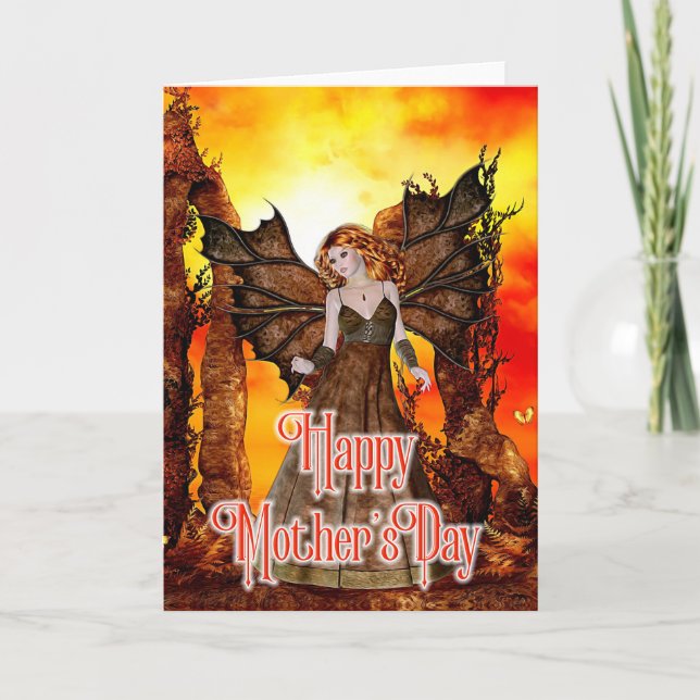 Fiery Fantasy Faerie - Cartão de Dia de as mães (Frente)