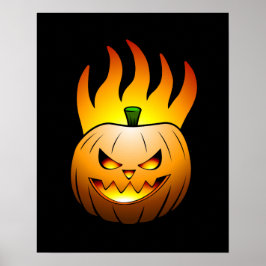Fiery Halloween Pumpkin Poster