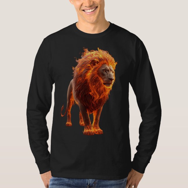 Fiery Lion – Dramatic Fantasy T-Shirt (Frente)