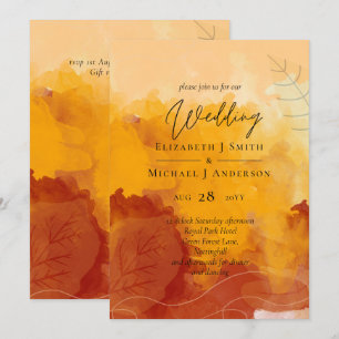 Fiery Orange Watercolor Abstrato Sunset Wedset