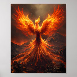 Fiery Phoenix Rising Poster