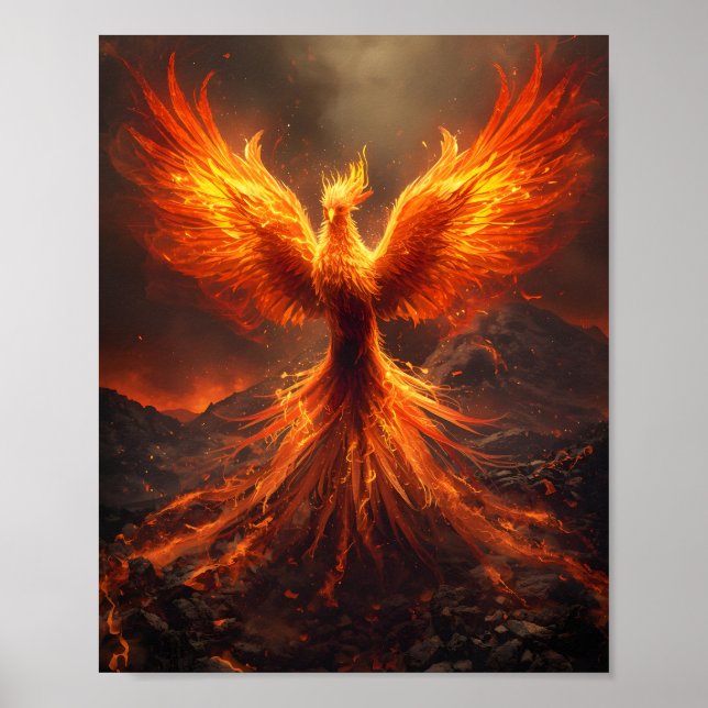 Fiery Phoenix Rising Poster (Frente)