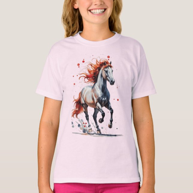 Fiery Spirit - Majestic Horse Watercolor T-Shirt (Frente)