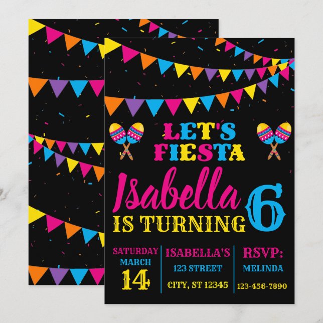 Fiesta Birthday Cinco De Mayo Convite de festas (Frente/Verso)