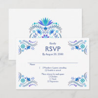 Fiesta Blue Wedding Quinceañera RSVP