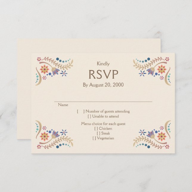 Fiesta Boho Wedding Quinceañera RSVP (Frente/Verso)