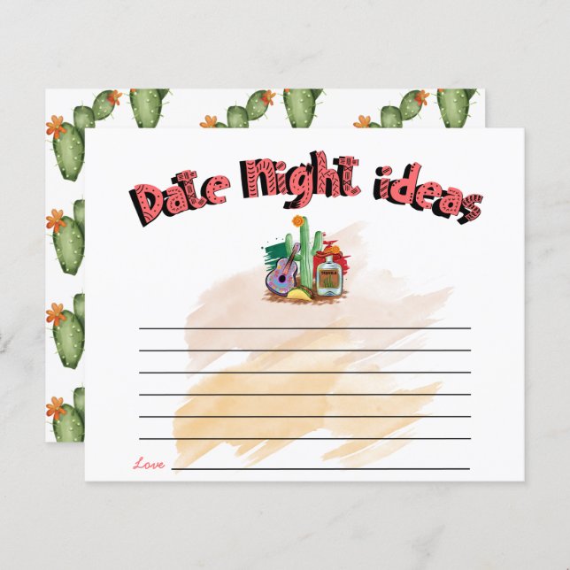 Fiesta | Chá de panela de aquarelas | Data Noite (Frente/Verso)