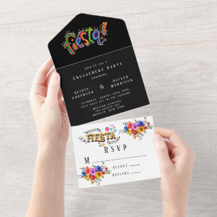 Fiesta Colorful Watercolor Floral Festa de noivado