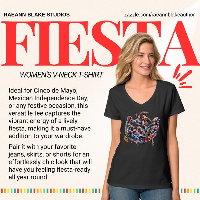 Fiesta Couple Dancing Women's V-Neck T-Shirt (Criador carregado)