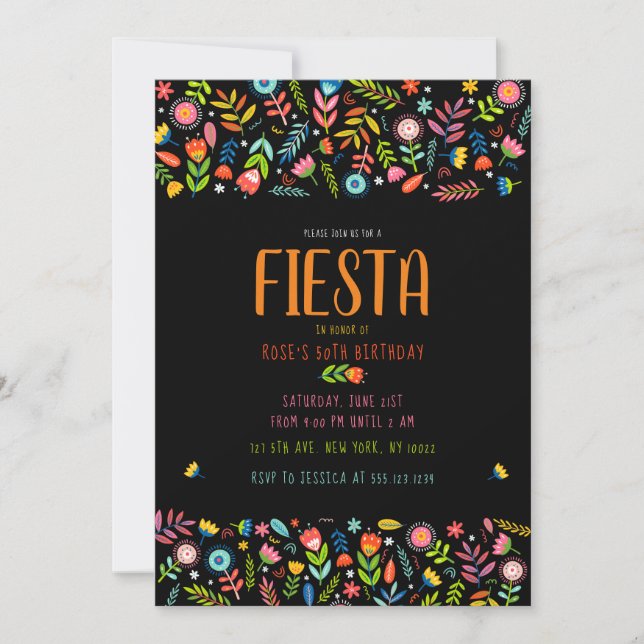 Fiesta Floral Birthday - Convites (Frente)