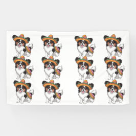 Fiesta Papillon Dog Vestindo Sombrero e Sarape