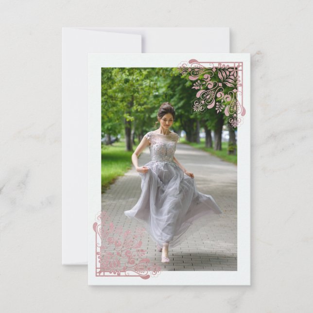 Fiesta Quince Años Español Efecto Encaje Oro Rosa (Frente)