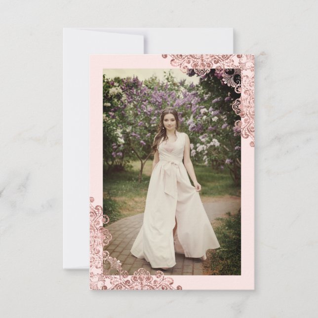 Fiesta Quinceañera Español Efecto Encaje Oro Rosa (Frente)