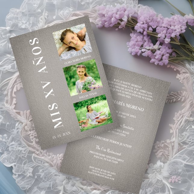 Fiesta Quinceañera Español Textura Textil Gris (Criador carregado)